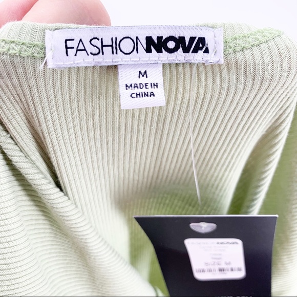 NEW Fashion Nova Lynda Ribbed Mini Dress - Sage Green Size Medium - Picture 6 of 9